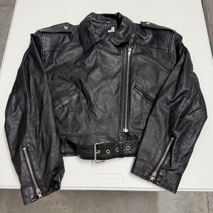 Vintage Limited Express Leather Biker Jacket Womens S Black Excellent Belted